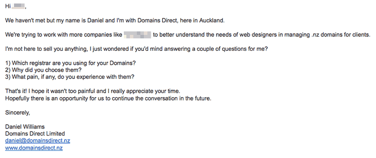 Cold call email copy