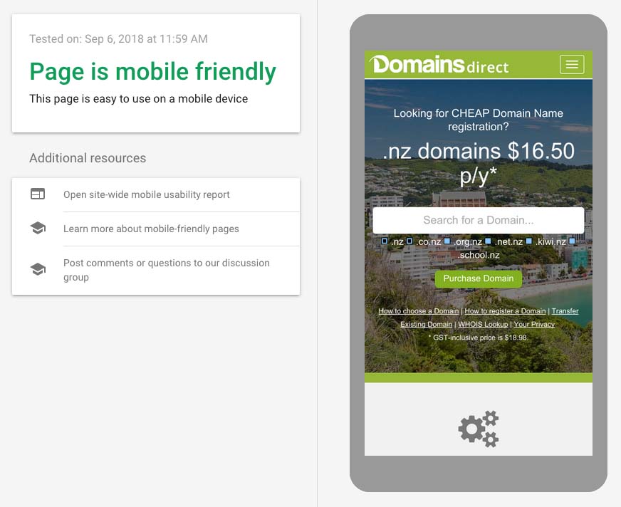 Mobile test results on Domains Direct Mobile test results on Domains Direct